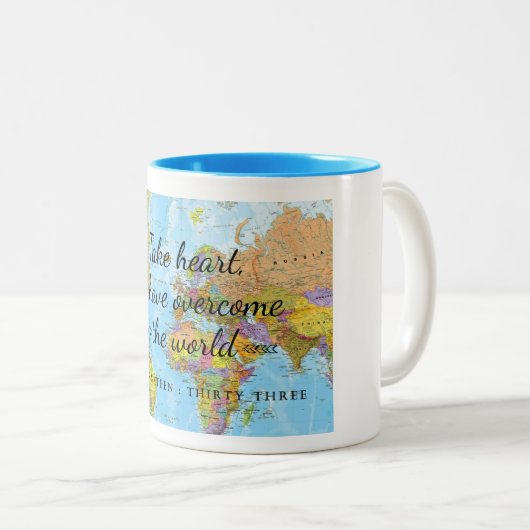 ハートを取れ、私は世界を克服した。 ツートーンマグカップ (正面右)