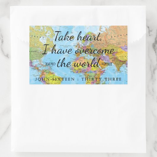 ハートを取れ、私は世界を克服した。 長方形シール (バッグ)