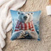 ハートを形成するホッキョクグマ クッション (ブランケット)