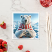 ハートを形成するホッキョクグマ スタンダードカクテルナプキン (インサイチュ)