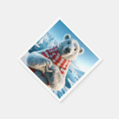 ハートを形成するホッキョクグマ スタンダードカクテルナプキン (角)