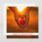 ハートを抱えた温かいボケ写真バレンタイン シーズンカード (正面/裏面)