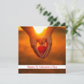 ハートを抱えた温かいボケ写真バレンタイン シーズンカード (スタンド正面)