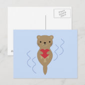 ハートを抱くかわいいカワウソ ポストカード (正面/裏面)