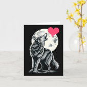 ハートを持ったオオカミ バレンタインデー かわいいオオカミ バレンタイン カード (黄色い花)