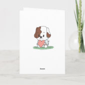 ハートを持ったキャラクターの子犬の誕生日 カード (裏面)