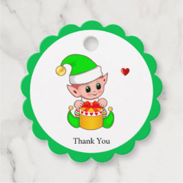 ハートを持ったキュートなクリスマスエルフのサンキュー フェイバータグ