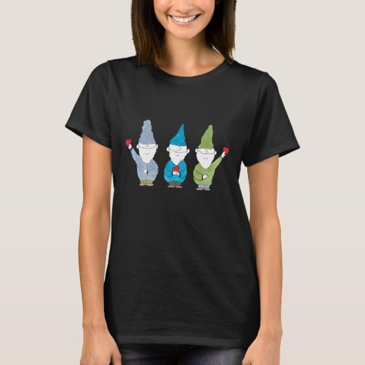ハートを持ったノームのマグネット Tシャツ (正面)