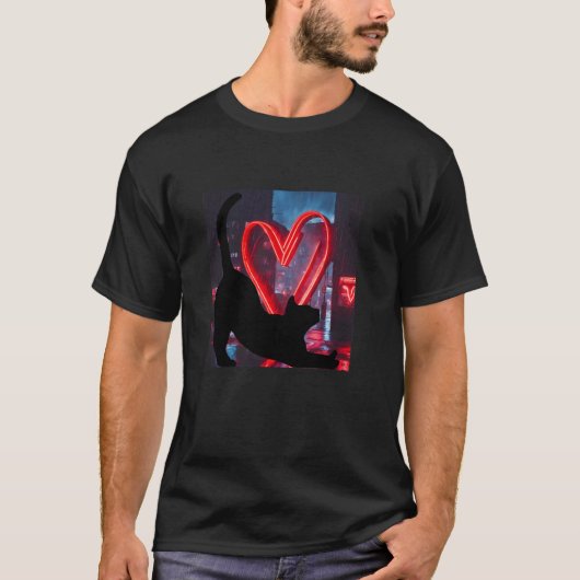 ハートを持った都会の黒猫 Tシャツ (正面)