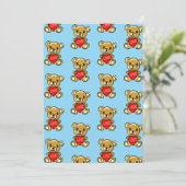 ハートを持って愛を伝えるかわいいテディベア – 愛らしい カード (スタンド正面)