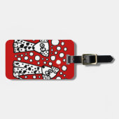 ハートを持つおもしろいな斑点を付けられた犬 ラゲッジタグ (正面横)