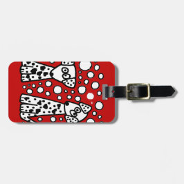 ハートを持つおもしろいな斑点を付けられた犬 ラゲッジタグ