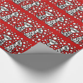 ハートを持つおもしろいな斑点を付けられた犬 ラッピングペーパー (角)