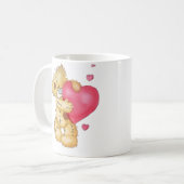ハートを持つかわいいくま コーヒーマグカップ (正面左)