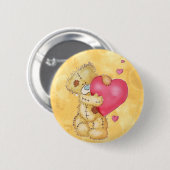 ハートを持つかわいいくま 缶バッジ (正面&裏面)