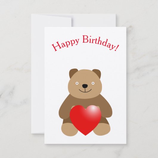 ハートを持つかわいいクマ カード (正面)