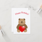 ハートを持つかわいいクマ カード (正面/裏面インサイチュ)