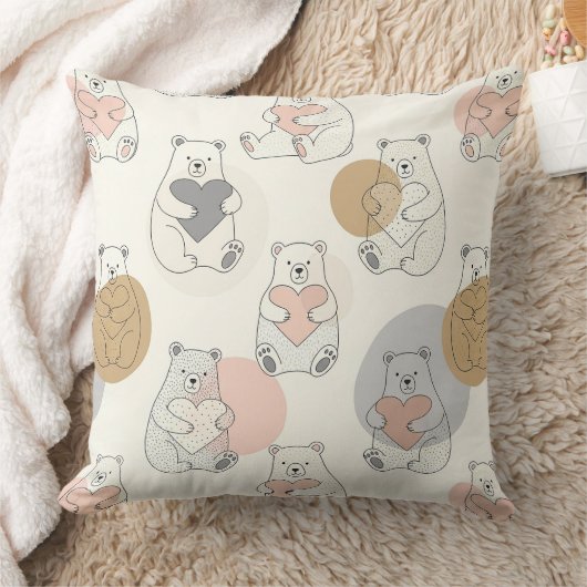 ハートを持つかわいいクマ -- パステル調の保育園 (10) クッション (ブランケット)