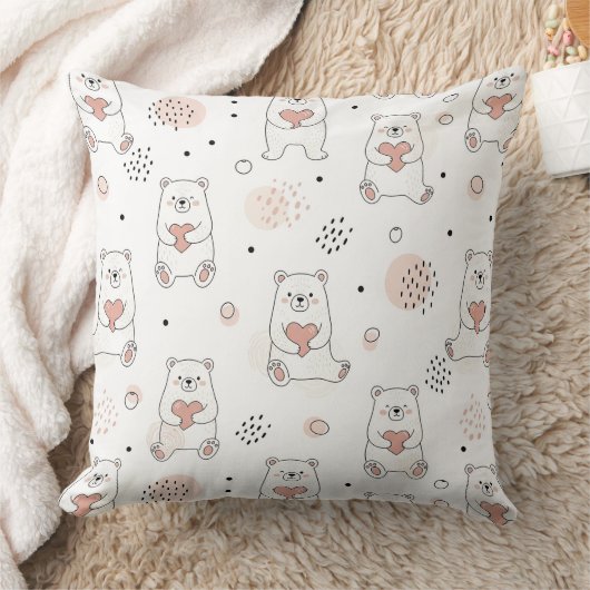 ハートを持つかわいいクマ -- パステル調の保育園 (7) クッション (ブランケット)
