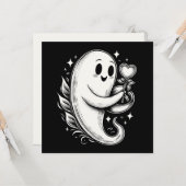 ハートを持つかわいい怖いバレンタイン カード (正面/裏面インサイチュ)