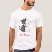ハートを持つかわいい猫のハグ Tシャツ (正面)