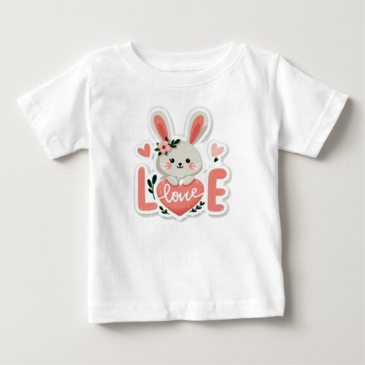 ハートを持つウサギ ベビーTシャツ (正面)