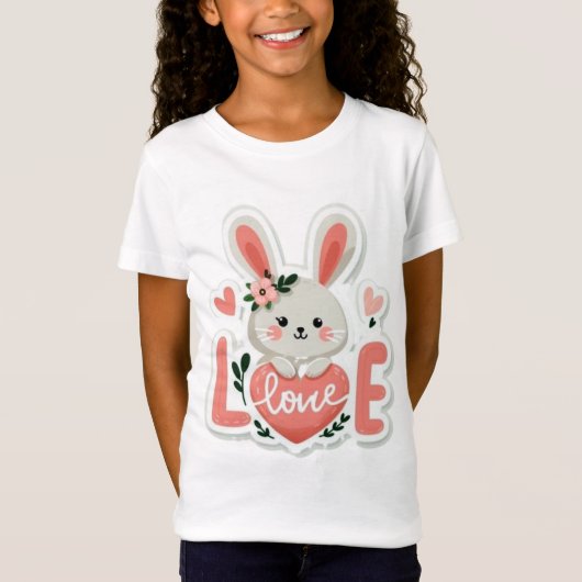 ハートを持つウサギ Tシャツ (正面)