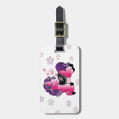 ハートを持つカスタムでかわいく小さいピンクの子馬 ラゲッジタグ (正面縦)