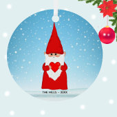 ハートを持つクリスマスのノーム メタルオーナメント
