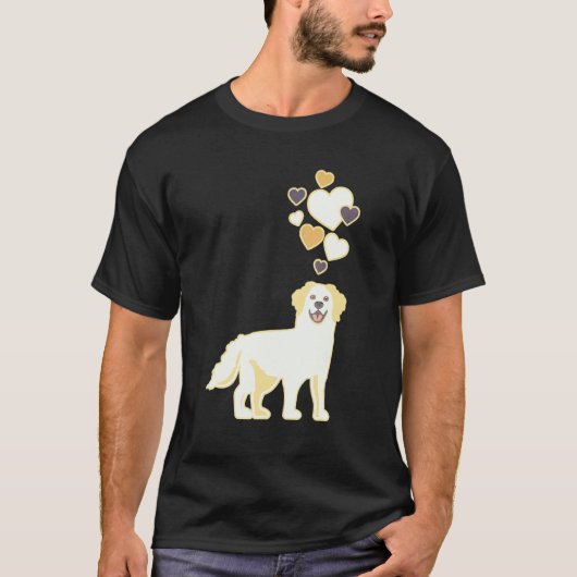 ハートを持つゴールデンレトリバー Tシャツ (正面)