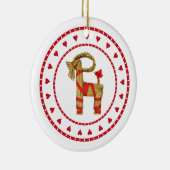 ハートを持つスウェーデンのわらのヤギ セラミックオーナメント (右)