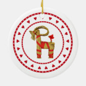 ハートを持つスウェーデンのわらのヤギ セラミックオーナメント (裏面)