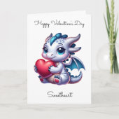 ハートを持つドラゴン パーソナライズ フォト バレンタイン カード (正面)