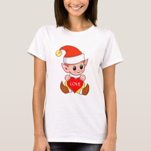 ハートを持つバレンタインのエルフ Tシャツ (正面)