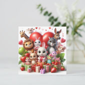 ハートを持つバレンタインデーの動物たち シーズンカード (スタンド正面)