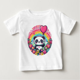 ハートを持つパンダ ベビーTシャツ