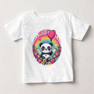 ハートを持つパンダ ベビーTシャツ