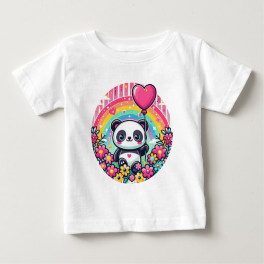 ハートを持つパンダ ベビーTシャツ (正面)