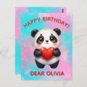 ハートを持つパンダ ポストカード (正面/裏面)