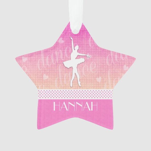 ハートを持つピンクの勾配の熱情的なダンサー オーナメント (正面)