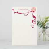 ハートを持つフクロウ、名前からのノート 便箋 (スタンド正面)