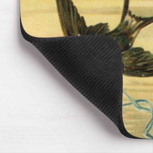 ハートを持つヴィンテージのバレンタインのツバメ マウスパッド (コーナー)