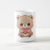 ハートを持つ可愛いちびくま コーヒーマグカップ (中央)