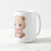 ハートを持つ可愛いちびくま コーヒーマグカップ (正面右)