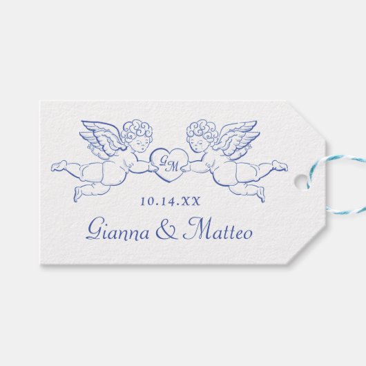ハートを持つ天使のカップル 愛の証 チャーム ギフトタグ (正面(横))