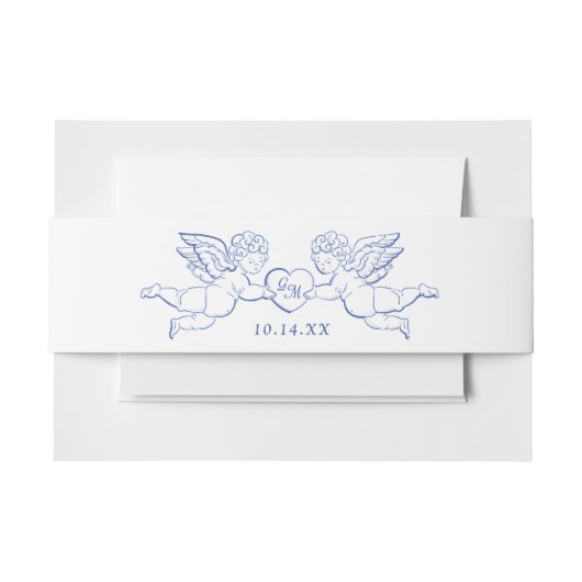 ハートを持つ天使のカップル 愛の証 チャーム 招待状ベリーバンド (正面例)