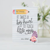 ハートを持つ教師感謝の小人 サンキューカード (スタンド正面)