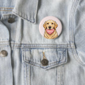 ハートを持つ犬のバレンタインデーギフト 名前入り 缶バッジ (インサイチュ)