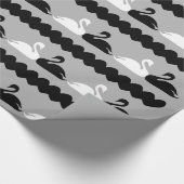 ハートを持つ白いおよび黒鳥 ラッピングペーパー (角)