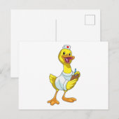 ハートを持つ看護師として働くダック ポストカード (正面/裏面)